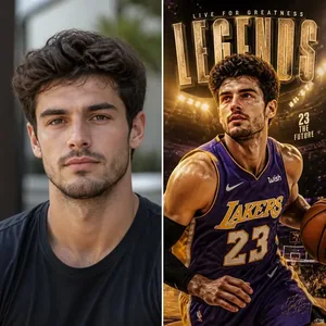 Antes y después: tu foto en un póster leyenda NBA con Stylzia