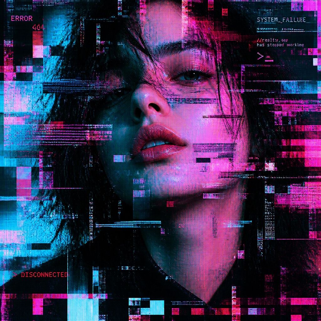 Arte con efecto glitch generado con Stylzia