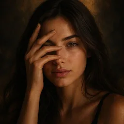 Retrato Fine Art Mano en Rostro